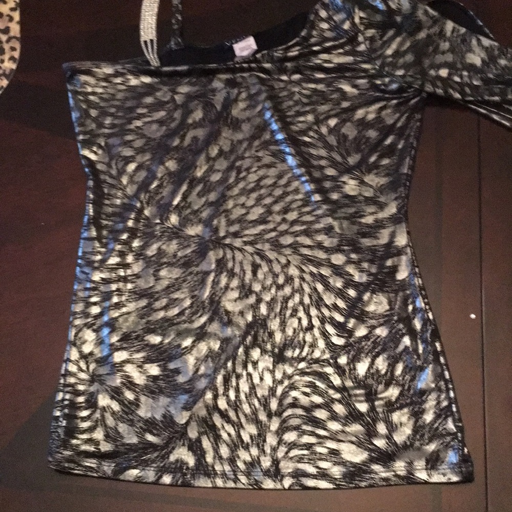 One shoulder top with bling